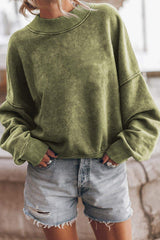 Mock Neck Dropped Shoulder Sweatshirt - Trendsi - Flyclothing LLC