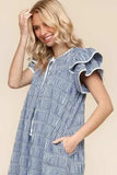 Haptics Double Ruffle Sleeve Dress with Side Pockets - Trendsi - Flyclothing LLC