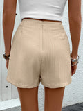 Pocketed High Waist Shorts with Zip - Trendsi