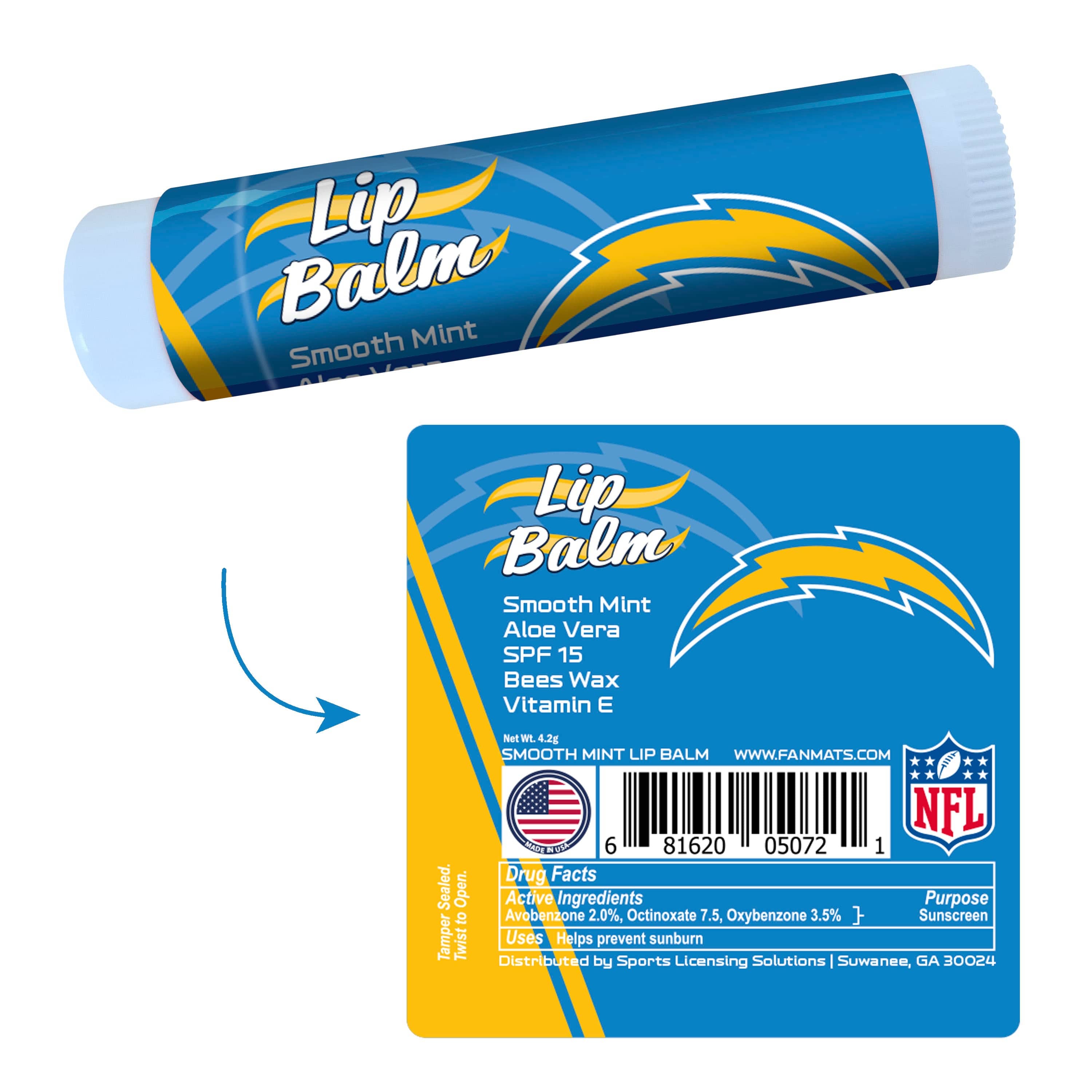 Los Angeles Chargers Smooth Mint SPF 15 Lip Balm - Los Angeles Chargers