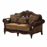 70" Brown Faux Leather Chesterfield Loveseat - Homeroots