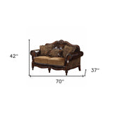 70" Brown Faux Leather Chesterfield Loveseat - Homeroots
