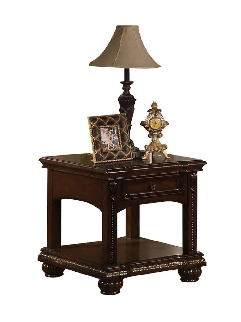 28" X 24" X 24" Cherry Wood Veneer End Table - Homeroots - Flyclothing LLC