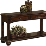18" Brown Solid Wood Console Table With Shelves And Drawers - Homeroots