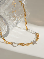 Stainless Steel Star Heart Necklace - Trendsi