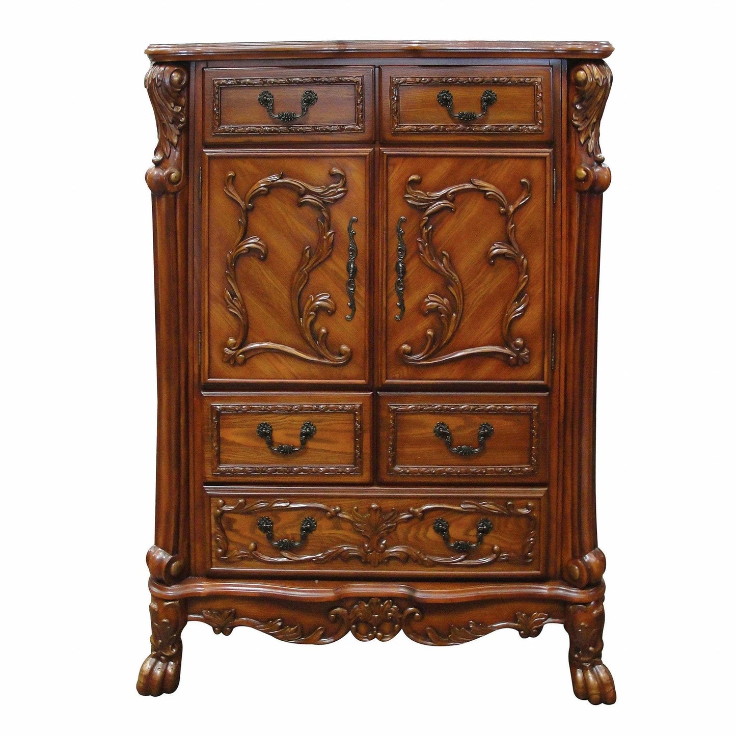43" Brown Solid Wood Five Drawer Standard Chest - Homeroots - Flyclothing LLC