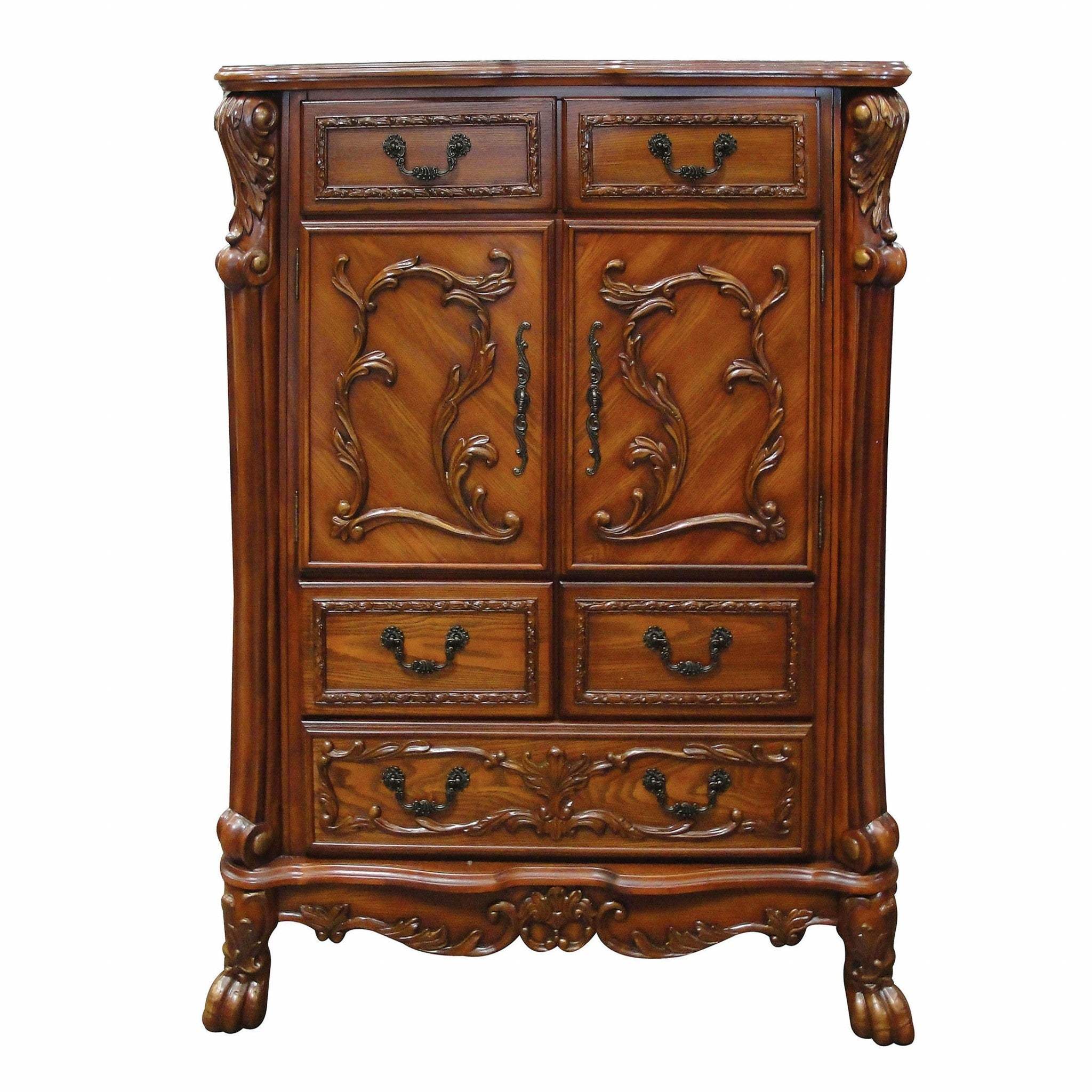43" Brown Solid Wood Five Drawer Standard Chest - Homeroots - Flyclothing LLC