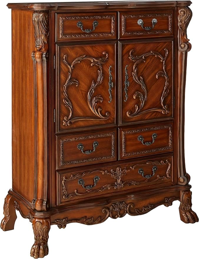 43" Brown Solid Wood Five Drawer Standard Chest - Homeroots - Flyclothing LLC
