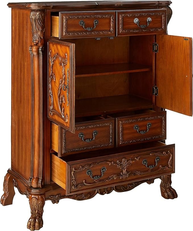 43" Brown Solid Wood Five Drawer Standard Chest - Homeroots - Flyclothing LLC