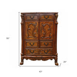 43" Brown Solid Wood Five Drawer Standard Chest - Homeroots - Flyclothing LLC