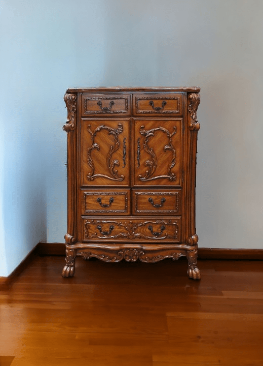 43" Brown Solid Wood Five Drawer Standard Chest - Homeroots - Flyclothing LLC