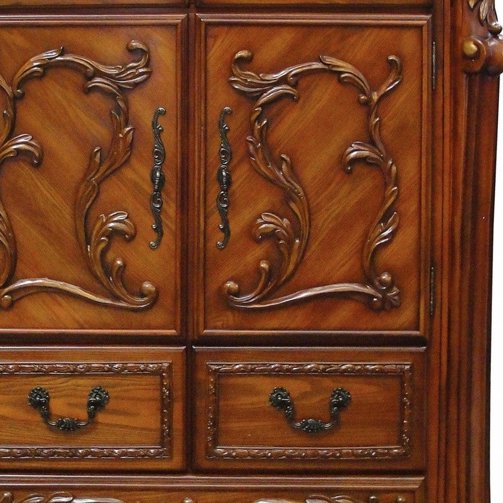 43" Brown Solid Wood Five Drawer Standard Chest - Homeroots - Flyclothing LLC