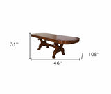 46" Dark Brown Free Form Solid Wood Double Pedestal Base Dining Table - Homeroots - Flyclothing LLC