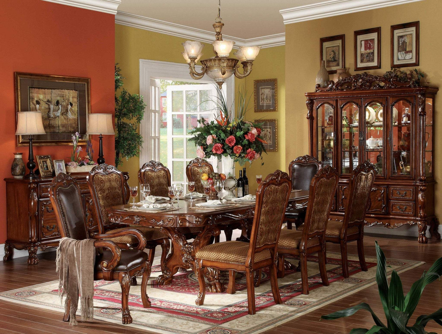 Set of Two Brown Upholstered Faux Leather Queen Anne Back Dining Arm Chairs - Homeroots - Flyclothing LLC