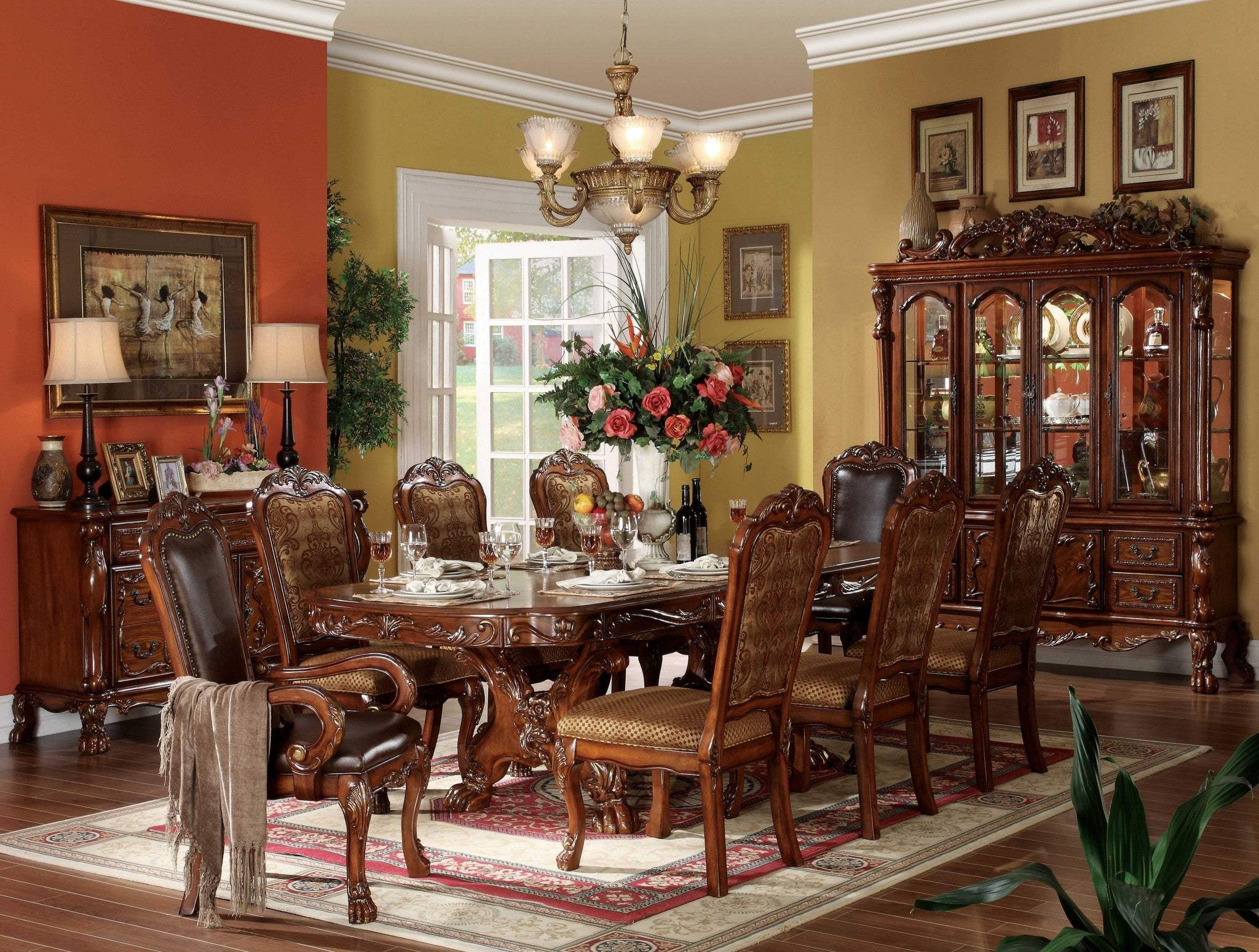 Set of Two Brown Upholstered Faux Leather Queen Anne Back Dining Arm Chairs - Homeroots - Flyclothing LLC