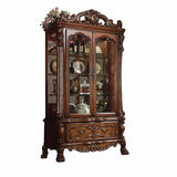 20" X 51" X 89" Cherry Oak Wood Poly Resin Glass Curio Cabinet - Homeroots - Flyclothing LLC