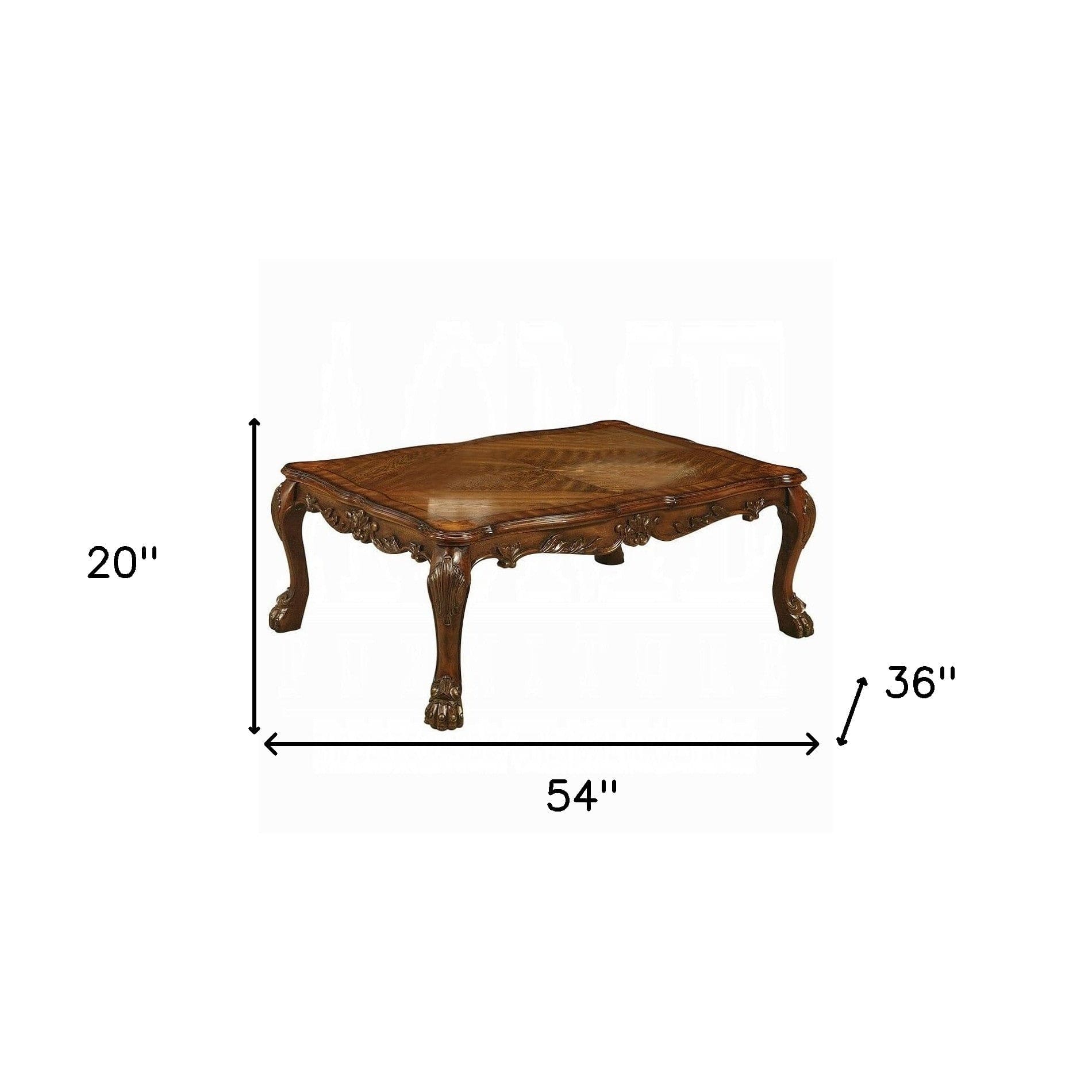 54" Brown Solid Wood Coffee Table - Homeroots