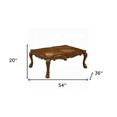54" Brown Solid Wood Coffee Table - Homeroots