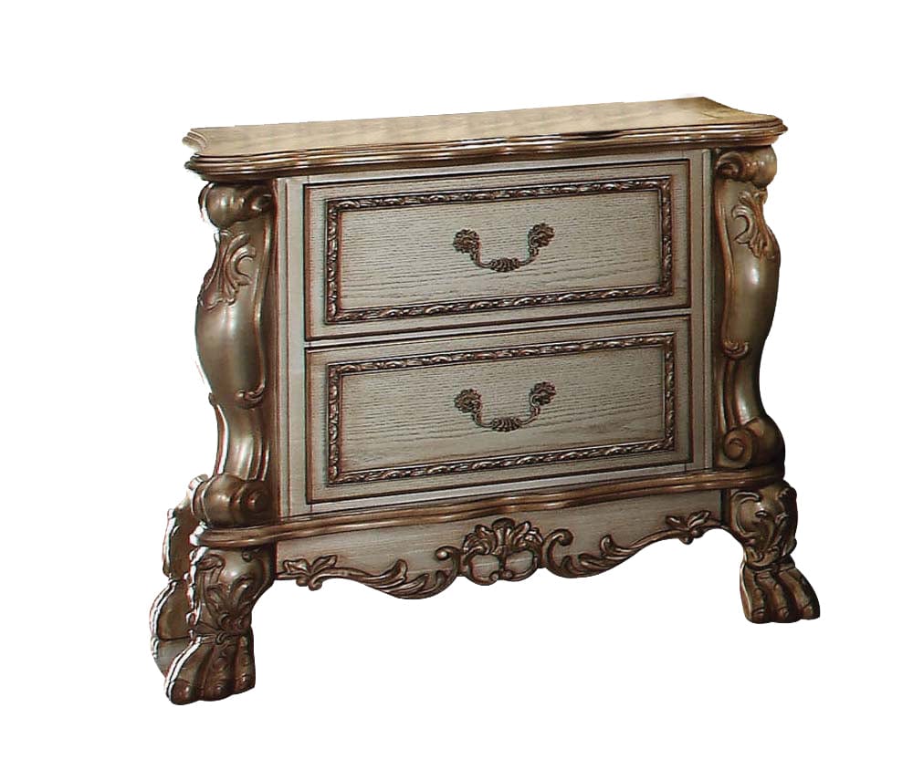 31" Gold Two Drawers Solid Wood Mirrored Nightstand - Homeroots