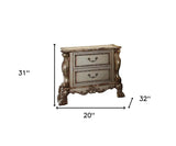 31" Gold Two Drawers Solid Wood Mirrored Nightstand - Homeroots - Flyclothing LLC
