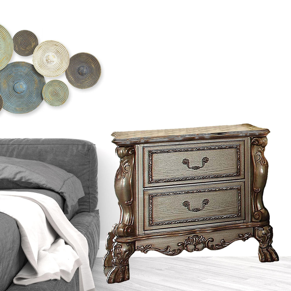 31" Gold Two Drawers Solid Wood Mirrored Nightstand - Homeroots - Flyclothing LLC