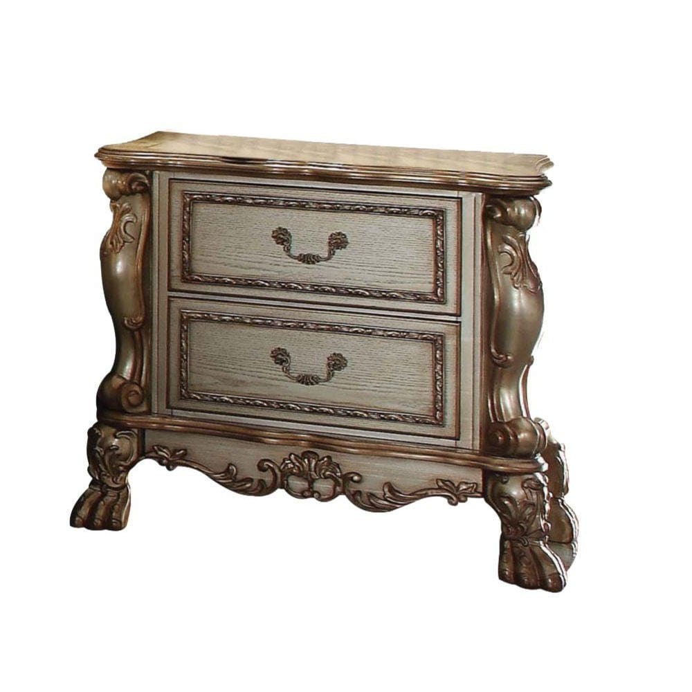 31" Gold Two Drawers Solid Wood Mirrored Nightstand - Homeroots - Flyclothing LLC