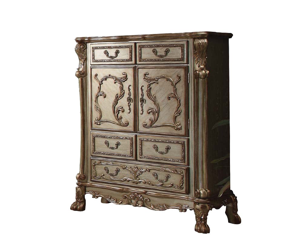 20" X 43" X 55" Gold Patina Bone Wood Poly Resin Chest - Homeroots
