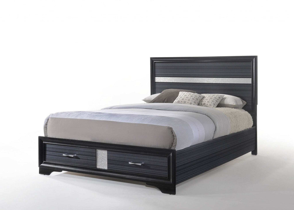 Beige And Black Upholstered Wooltwo Drawer Bed - Homeroots - Flyclothing LLC