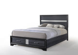 Beige And Black Upholstered Wooltwo Drawer Bed - Homeroots