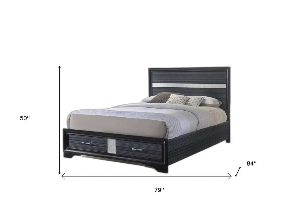 Beige And Black Upholstered Wooltwo Drawer Bed - Homeroots - Flyclothing LLC