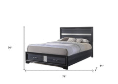 Beige And Black Upholstered Wooltwo Drawer Bed - Homeroots