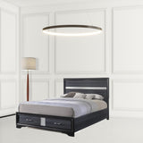 Beige And Black Upholstered Wooltwo Drawer Bed - Homeroots