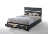 Beige And Black Upholstered Wooltwo Drawer Bed - Homeroots