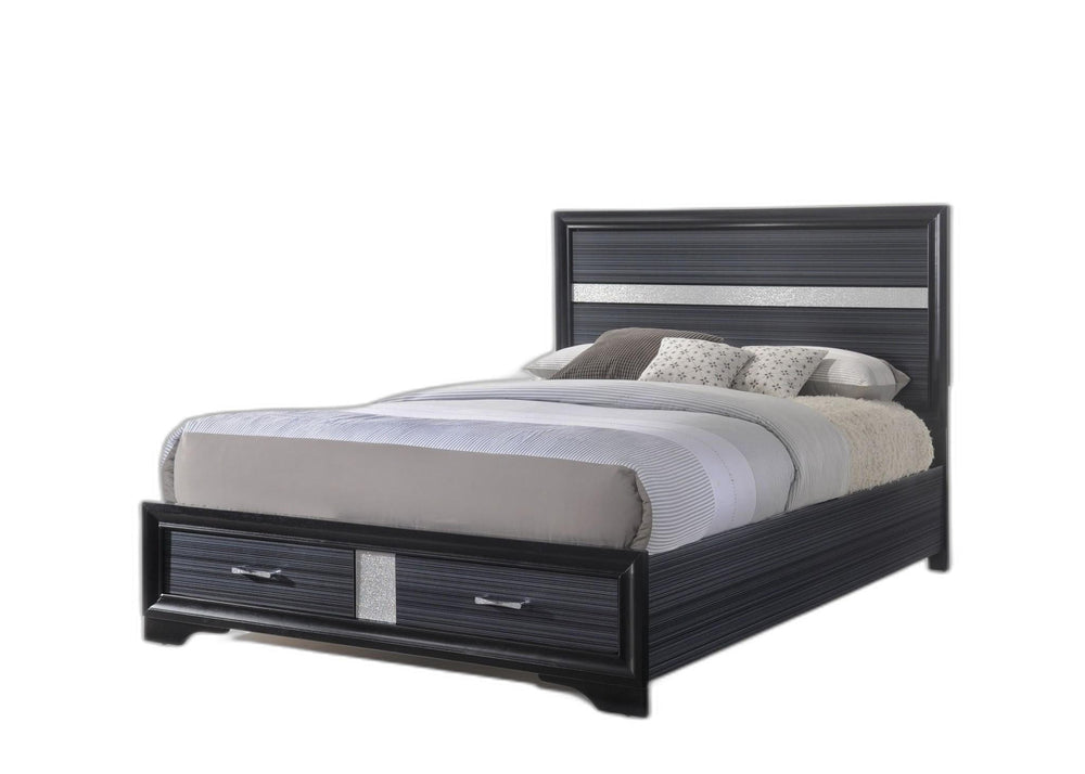 Beige And Black Upholstered Wooltwo Drawer Bed - Homeroots