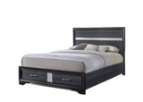 Beige And Black Upholstered Wooltwo Drawer Bed - Homeroots