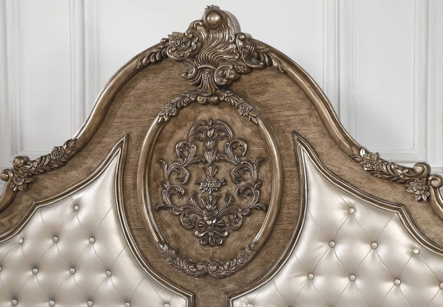 Queen Tufted Bronze Upholstered Faux Leather Bed With Nailhead Trim - Homeroots - Flyclothing LLC