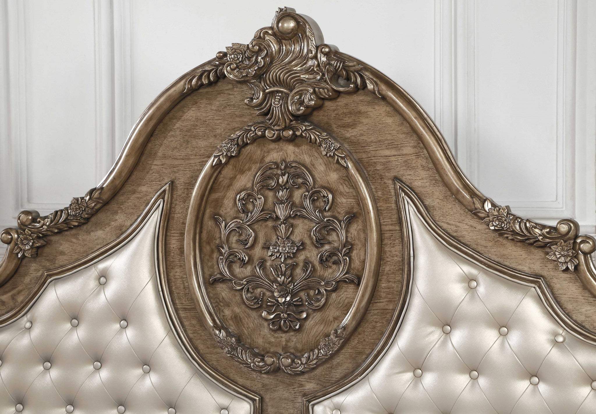 Queen Tufted Bronze Upholstered Faux Leather Bed With Nailhead Trim - Homeroots - Flyclothing LLC