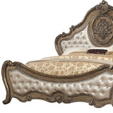 Queen Tufted Bronze Upholstered Faux Leather Bed With Nailhead Trim - Homeroots