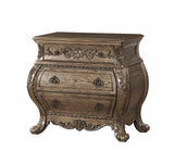 34" Champagne Novelty Three Drawers Solid Wood Nightstand - Homeroots