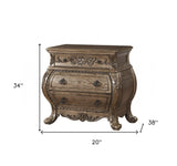 34" Champagne Novelty Three Drawers Solid Wood Nightstand - Homeroots - Flyclothing LLC