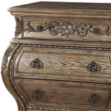 34" Champagne Novelty Three Drawers Solid Wood Nightstand - Homeroots