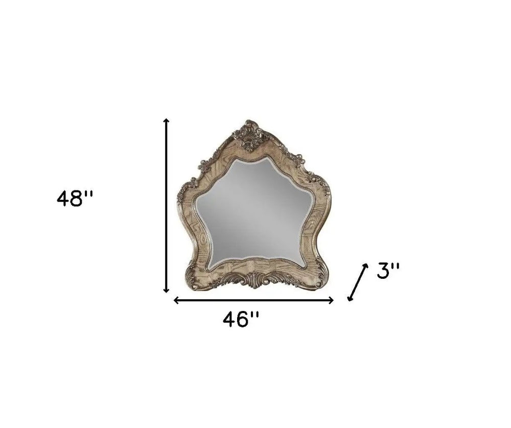 48" Vintage Oak Irregular Framed Mirror - Homeroots - Flyclothing LLC