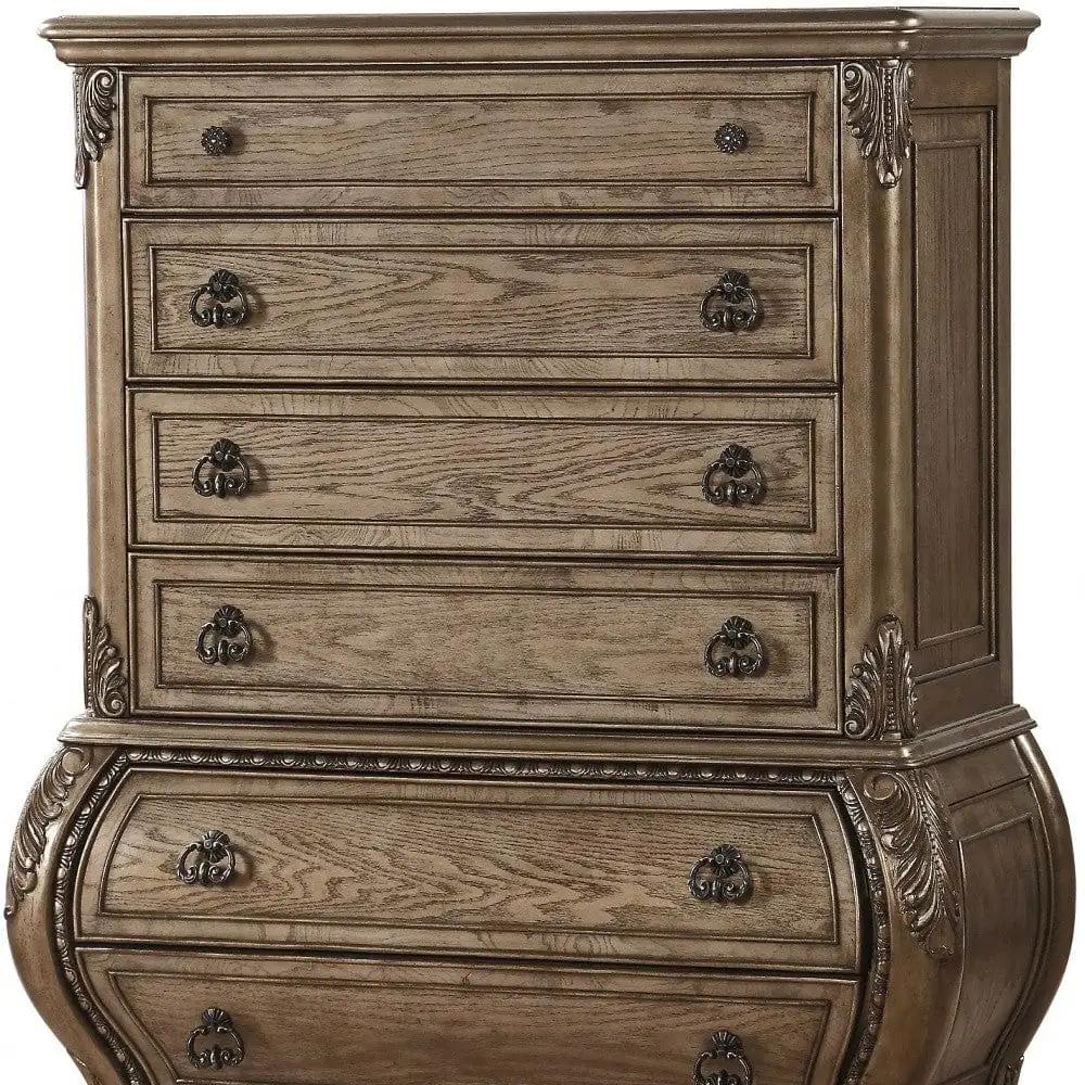 21" X 42" X 57" Vintage Oak Wood Chest - Homeroots - Flyclothing LLC