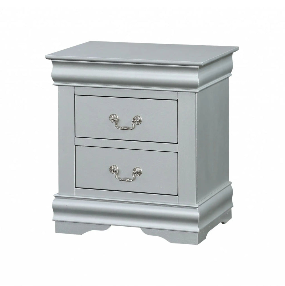 24" Platinum Two Drawers Nightstand - Homeroots
