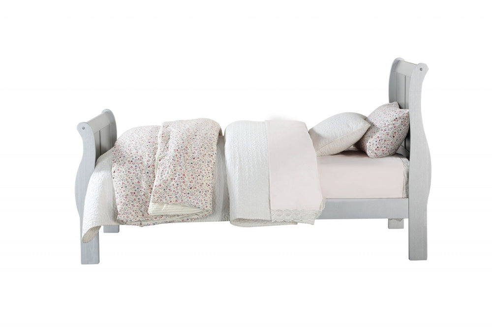 41" X 85" X 47" Platinum Wood Twin Bed - Homeroots - Flyclothing LLC