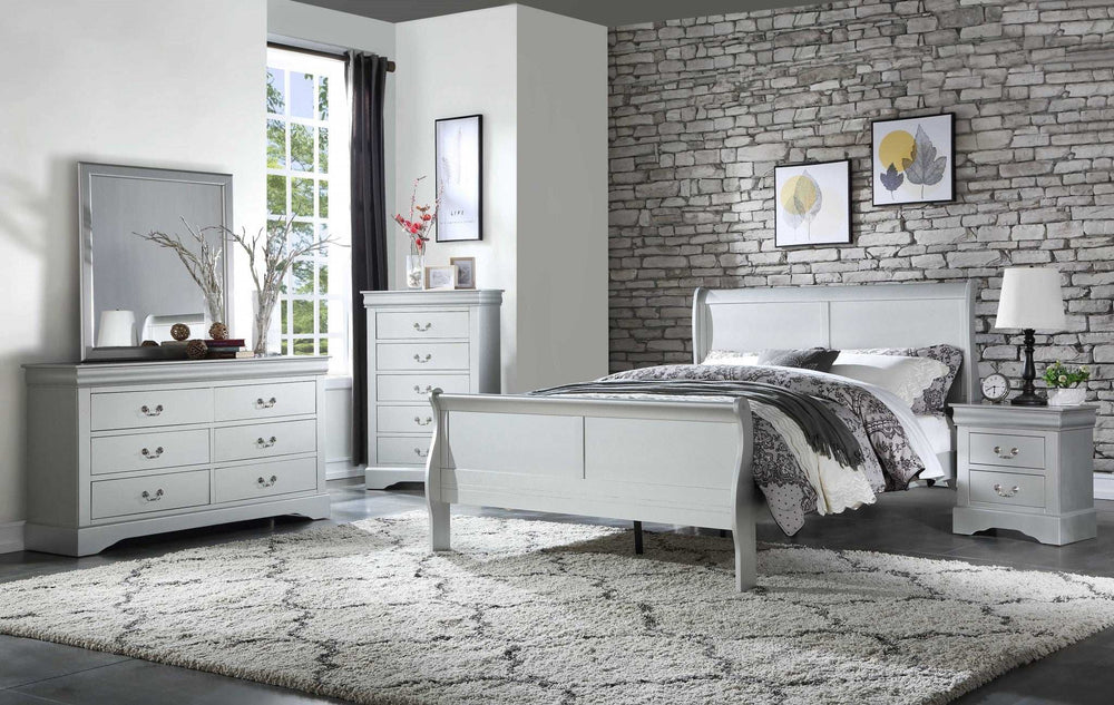 King Silver Sleigh Bed - Homeroots - Flyclothing LLC