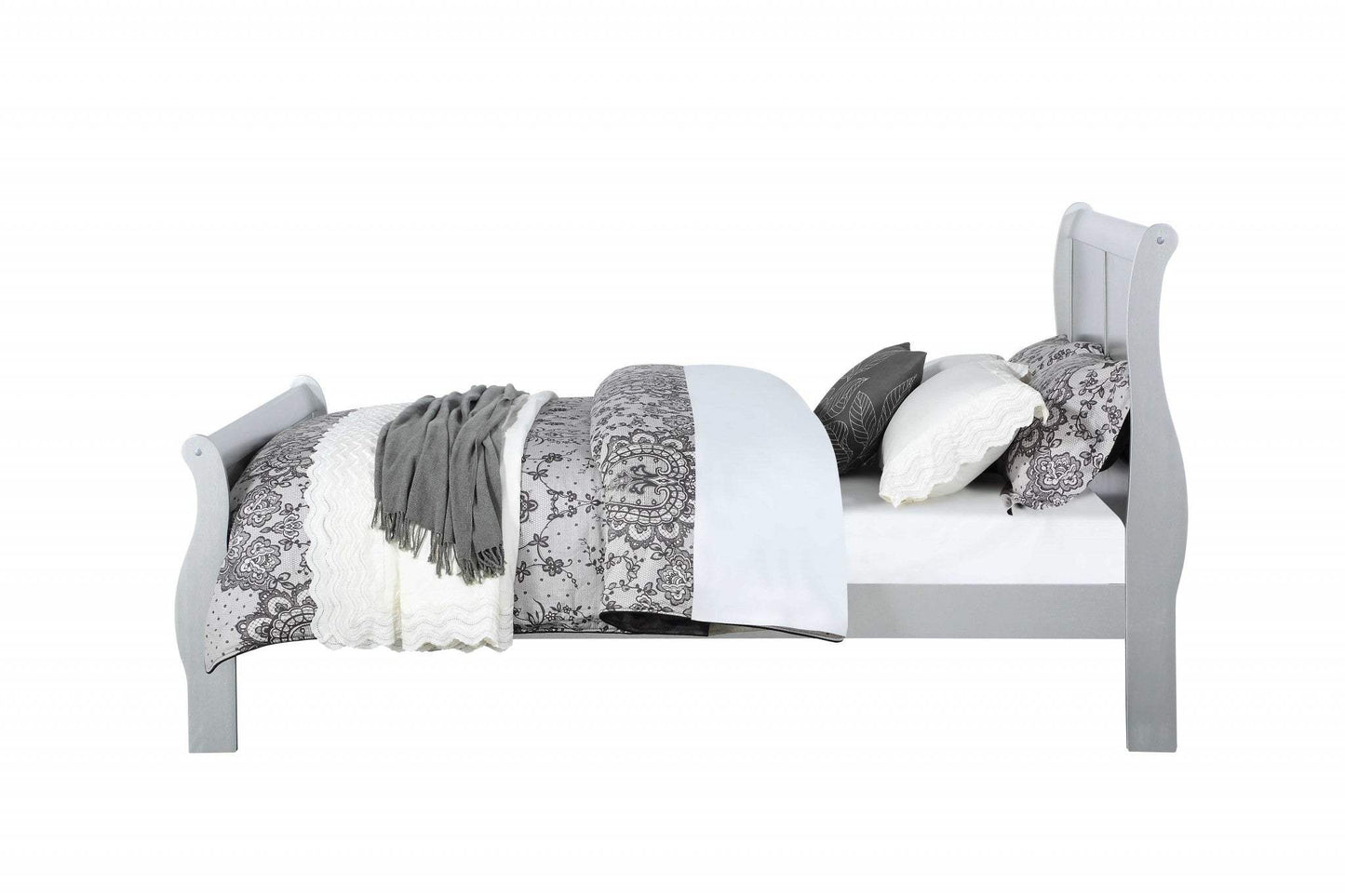 King Silver Sleigh Bed - Homeroots - Flyclothing LLC