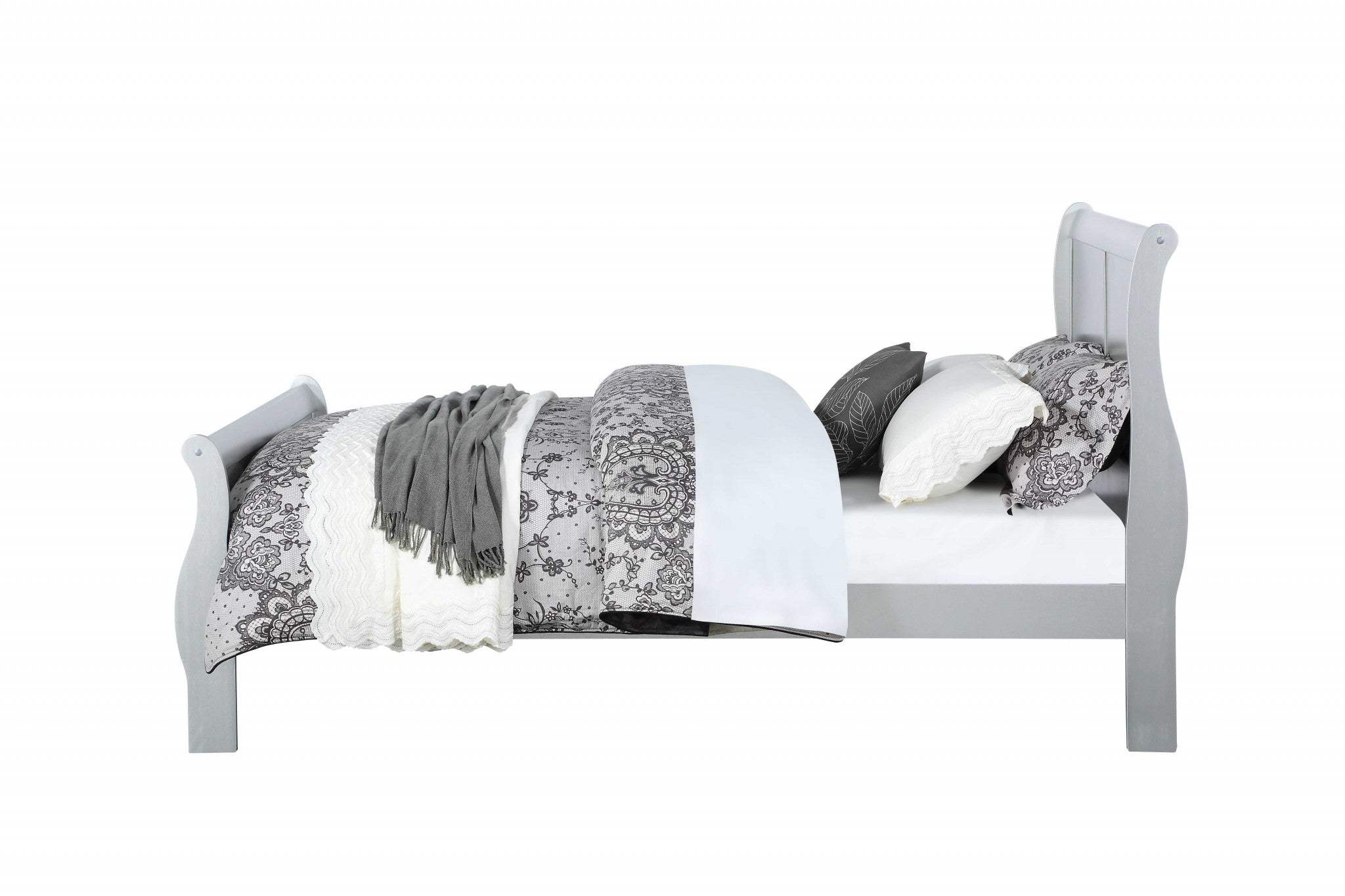 King Silver Sleigh Bed - Homeroots - Flyclothing LLC