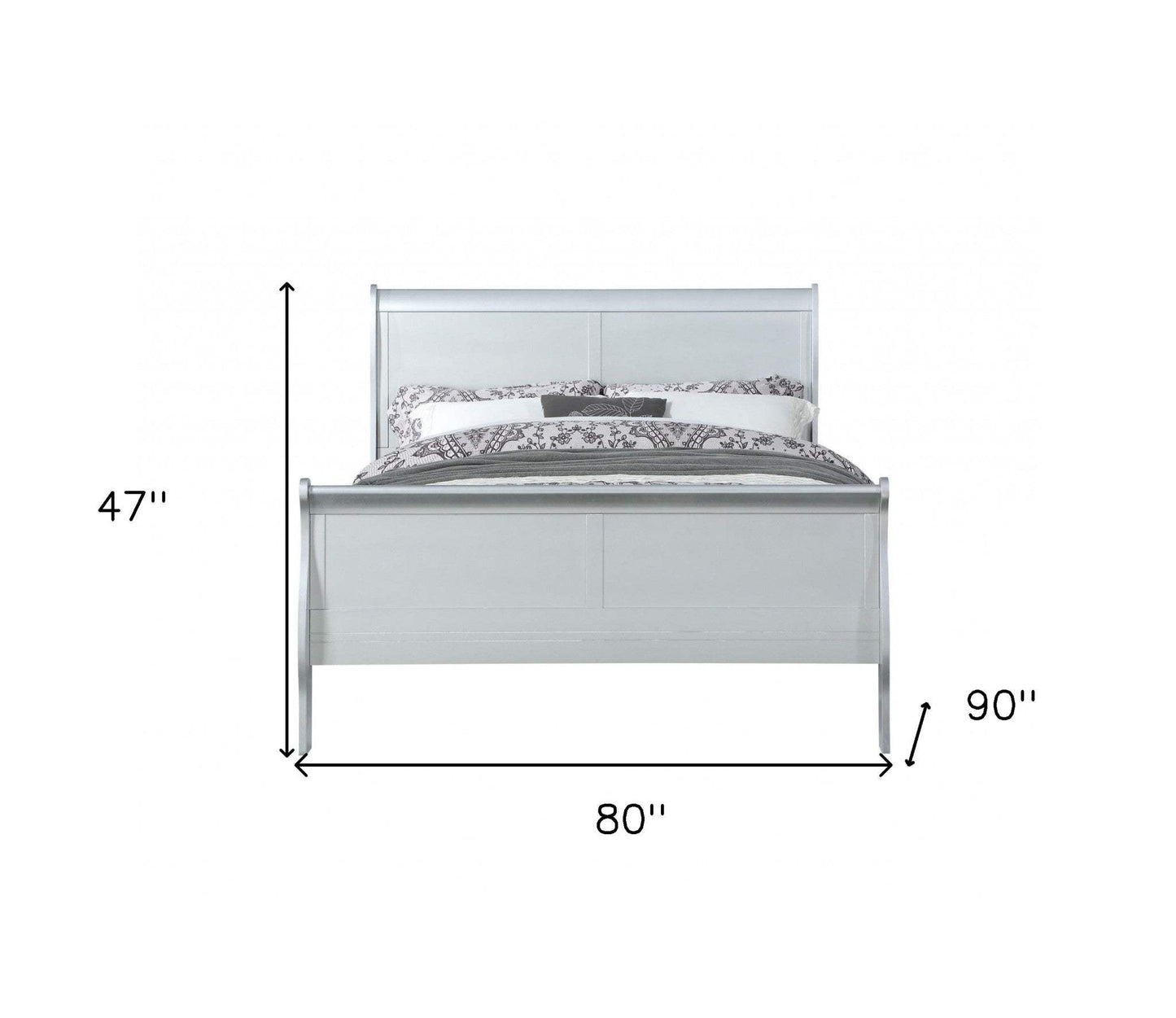 King Silver Sleigh Bed - Homeroots - Flyclothing LLC