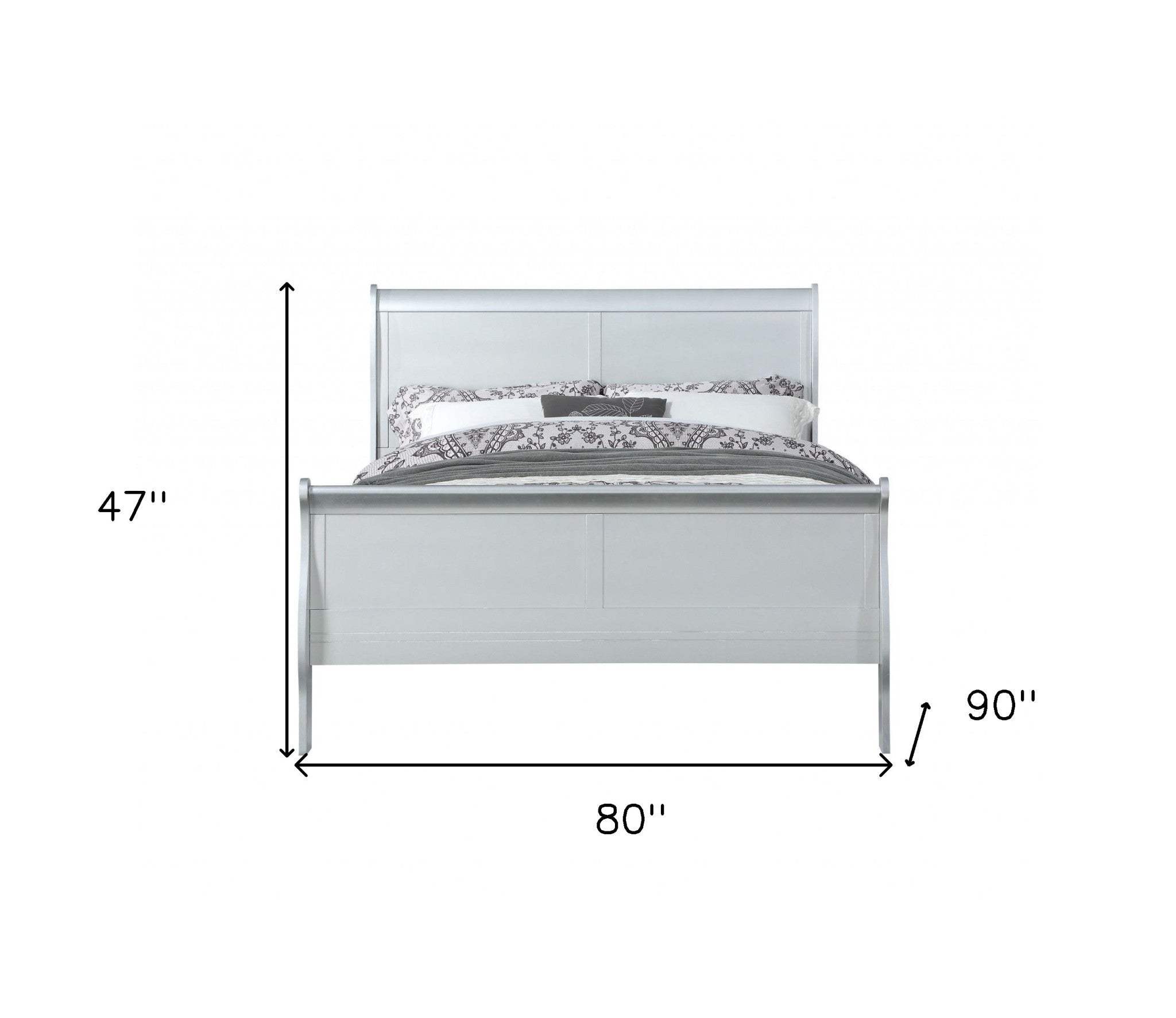 King Silver Sleigh Bed - Homeroots - Flyclothing LLC